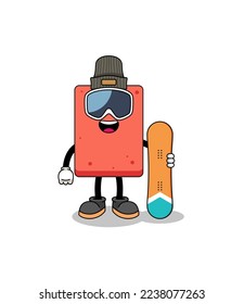 Mascot cartoon of brick snowboard player , character design