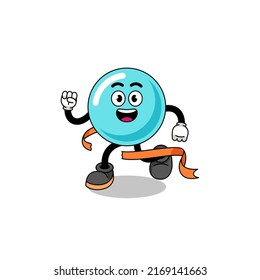 Mascot cartoon of bubble running on finish line , character design