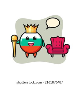 Mascot cartoon of bulgaria flag badge as a king , cute style design for t shirt, sticker, logo element