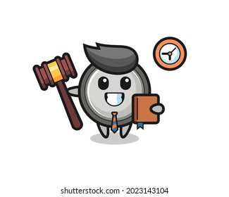 Mascot cartoon of button cell as a judge , cute style design for t shirt, sticker, logo element