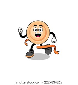 Mascot cartoon of button running on finish line , character design