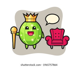 Mascot cartoon of cactus as a king, cute style design for t shirt, sticker, logo element