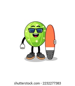 Mascot cartoon of cactus as a surfer , character design