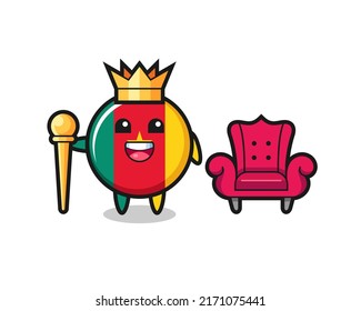 Mascot cartoon of cameroon flag badge as a king , cute style design for t shirt, sticker, logo element