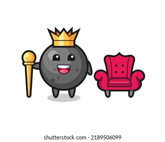 Mascot Cartoon Of Cannon Ball As A King , Cute Style Design For T Shirt, Sticker, Logo Element