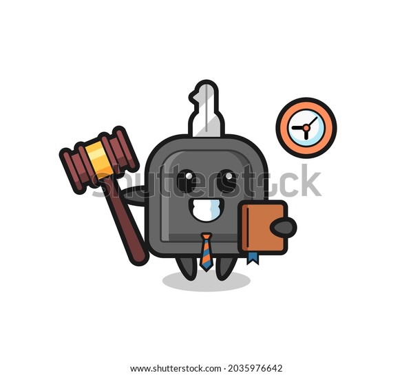 Mascot cartoon of car key as a\
judge , cute style design for t shirt, sticker, logo\
element
