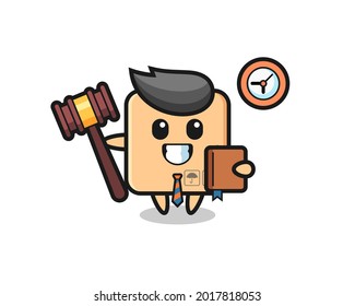 Mascot cartoon of cardboard box as a judge , cute style design for t shirt, sticker, logo element