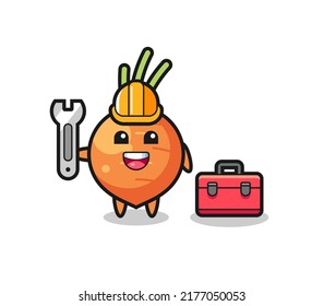 Mascot cartoon of carrot as a mechanic , cute style design for t shirt, sticker, logo element