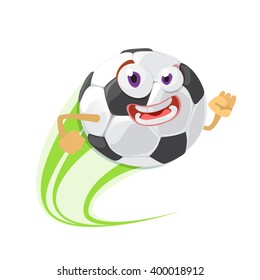 Mascot cartoon character cheerful soccer ball on a white background