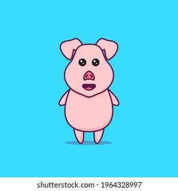 mascot cartoon character cute pig vector illustration