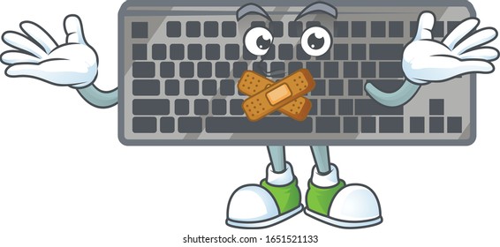 mascot cartoon character design of black keyboard making a silent gesture