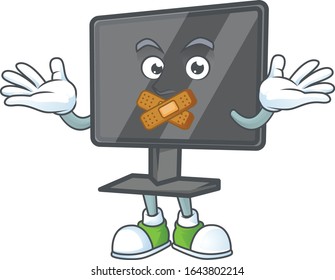 Maskottenkartoon-Charakterdesign eines Computerbildschirms, das eine stille Geste