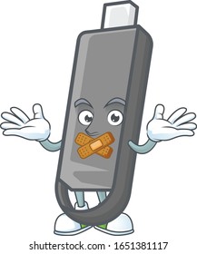 mascot cartoon character design of flashdisk making a silent gesture