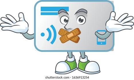 mascot cartoon character design of NFC card making a silent gesture