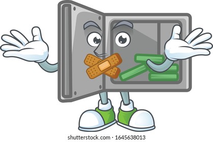 mascot cartoon character design of security box open making a silent gesture