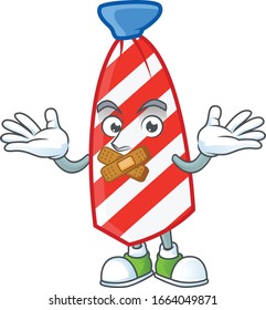 mascot cartoon character design of USA stripes tie making a silent gesture