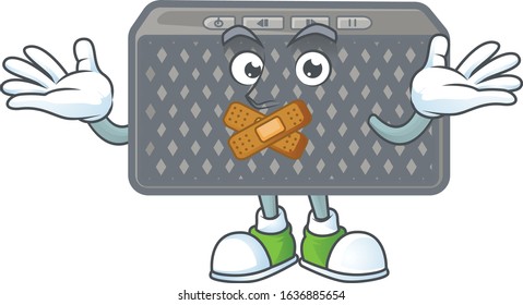 mascot cartoon character design of wireless speaker making a silent gesture