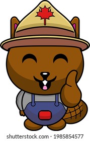 mascot cartoon character illustration
canadian beaver hat thumbs up