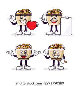 Mascot cartoon character ramen noodle design collection for label product, background, cover, print, business, sticker, and more