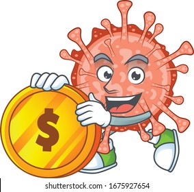 mascot cartoon character style of bulbul coronavirus showing one finger gesture