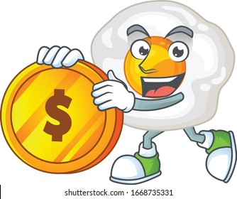 mascot cartoon character style of fried egg showing one finger gesture