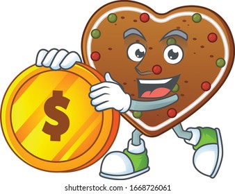 mascot cartoon character style of gingerbread love showing one finger gesture
