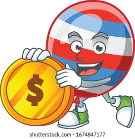 mascot cartoon character style of independence day balloon showing one finger gesture