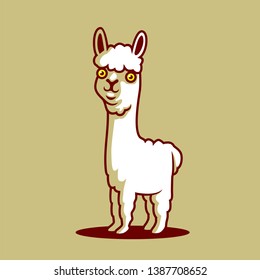 Mascot Cartoon Character Vector Illustration of Cute White llama. - Vector