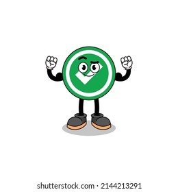 Mascot cartoon of check mark posing with muscle , character design