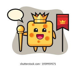 Mascot cartoon of cheese as a king