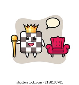 Mascot cartoon of chess board as a king , cute style design for t shirt, sticker, logo element