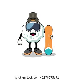 Mascot cartoon of chewing gum snowboard player , character design