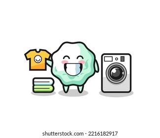 Mascot cartoon of chewing gum with washing machine , cute design