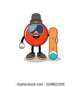 Mascot cartoon of china flag snowboard player , character design