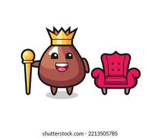 Mascot cartoon of choco chip as a king , cute design