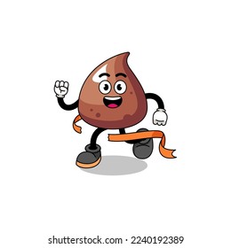 Mascot cartoon of choco chip running on finish line , character design