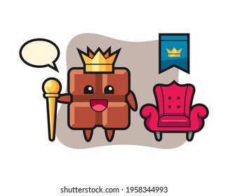 Mascot cartoon of chocolate bar as a king, cute style design for t shirt, sticker, logo element