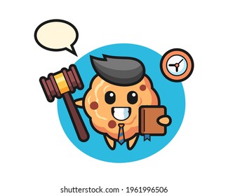 Mascot cartoon of chocolate chip cookie as a judge, cute style design for t shirt, sticker, logo element