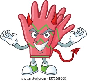 mascot cartoon of christmas gloves on a Devil gesture design
