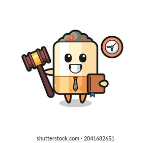 Mascot cartoon of cigarette as a judge , cute design