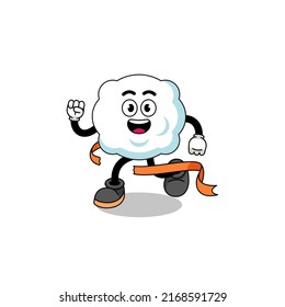Mascot cartoon of cloud running on finish line , character design