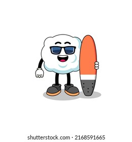 Mascot cartoon of cloud as a surfer , character design