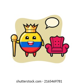 Mascot cartoon of colombia flag badge as a king , cute style design for t shirt, sticker, logo element
