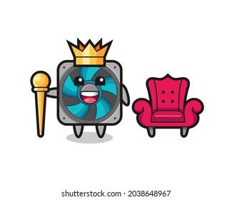 Mascot cartoon of computer fan as a king , cute style design for t shirt, sticker, logo element