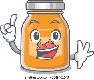 mascot cartoon concept apple jam in One Finger gesture