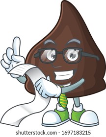 Mascot cartoon concept of chocolate conitos with menu list