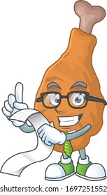Mascot cartoon concept of fried chicken with menu list