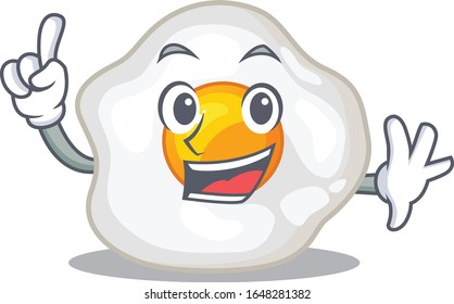 mascot cartoon concept fried egg in One Finger gesture