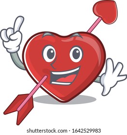 mascot cartoon concept heart and arrow in One Finger gesture