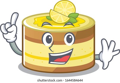 mascot cartoon concept lemon cake in One Finger gesture